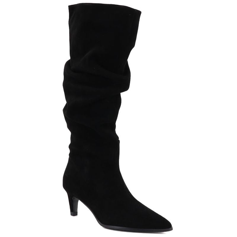 Women's leather boots, ruffled, black, Vinceza ZHI27-89167