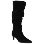 Women's leather boots, ruffled, black, Vinceza ZHI27-89167