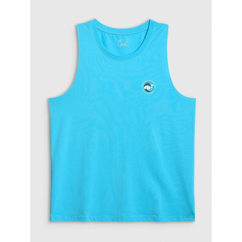 Men's regular sleeveless T-shirt with print 4F 4FRSS26TSLEM366-10S