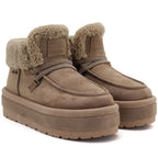 Big Star UU274215 Women's Waterproof Beige Platform Ankle Boots