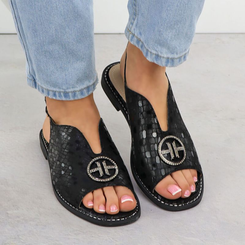 Women's black leather sandals S.Barski KV51-094 Footwear Your Sports Performance
