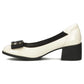 Beige patent leather pumps on a block heel Filippo DP6960 Filippo