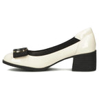 Beige patent leather pumps on a block heel Filippo DP6960 Filippo