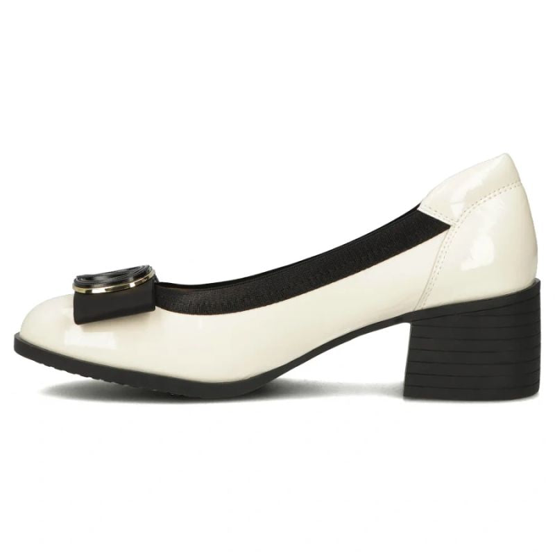 Beige patent leather pumps on a block heel Filippo DP6960 Filippo