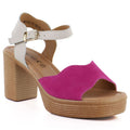 Vinceza 26-66943 Pink and Beige Leather Heeled Sandals Vinceza