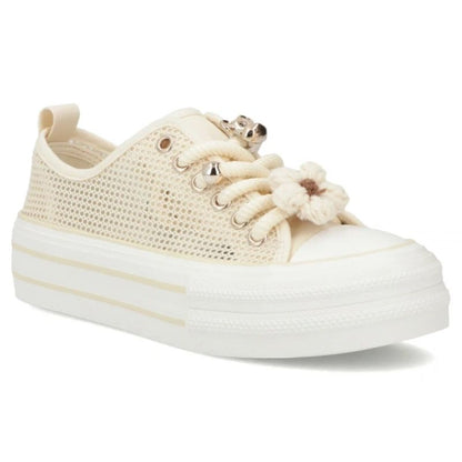 Women's mesh sneakers on the platform, beige, Filippo DTN7855 Filippo