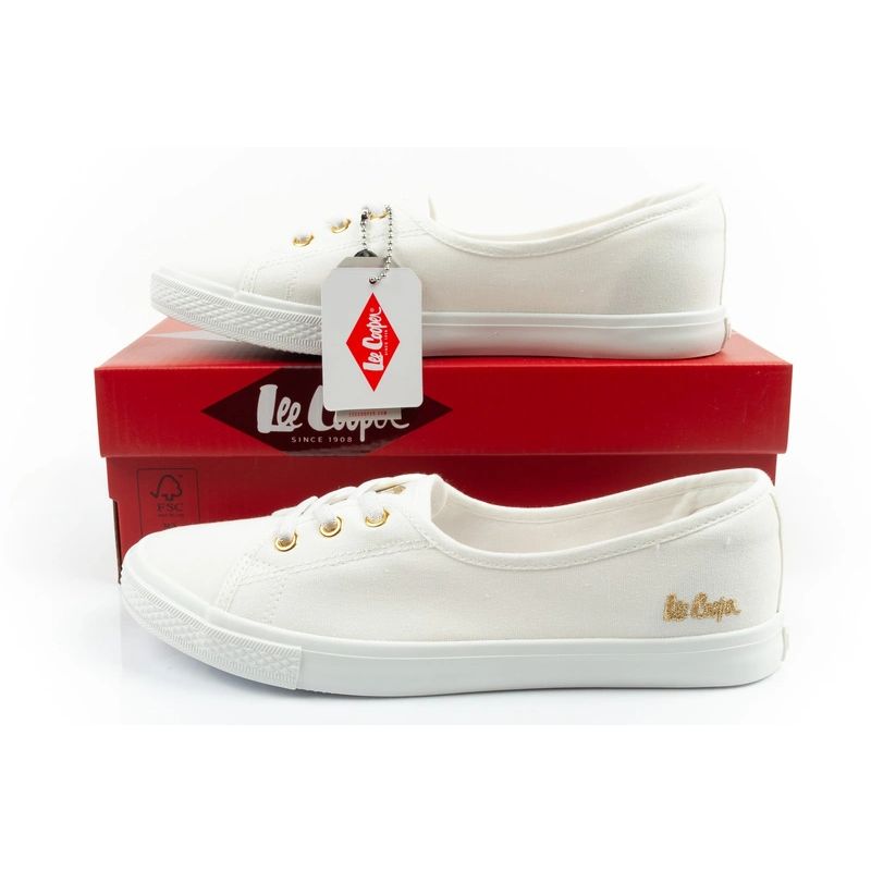 Lee Cooper shoes women's sneakers sporty white slip-on ballet flats