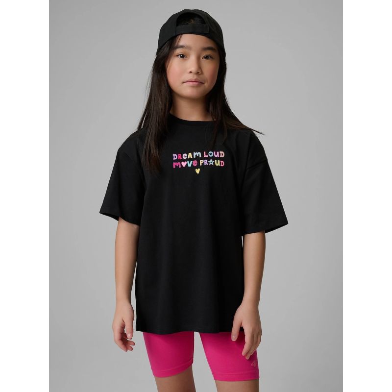 Girls' loose T-shirt with print 4F 4FJRSS26TTSHF4137-20S 4f