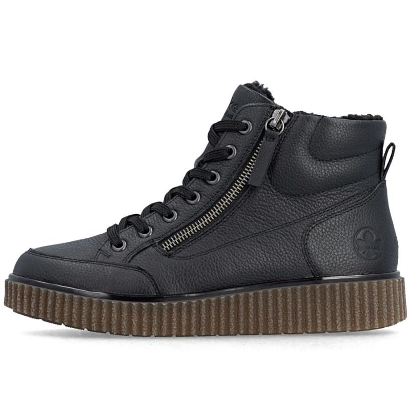 Comfortable black women’s wedge ankle boots Rieker Y4312-00