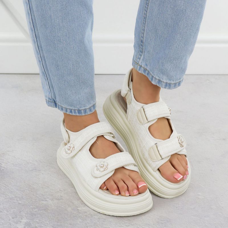 Women's cream platform sandals Potocki PY16337 Footwear Your Sports Performance