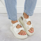 Women's cream platform sandals Potocki PY16337 Footwear Your Sports Performance