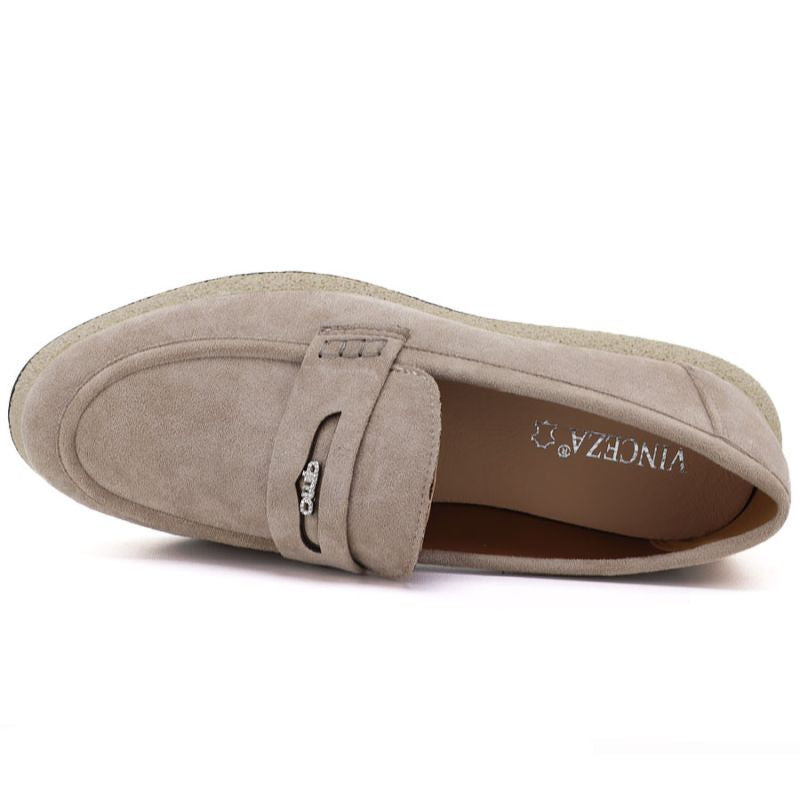 Women's suede moccasins in beige Vinceza 62273 Vinceza