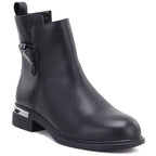 Women's black leather ankle boots D&A S.Barski MK62-7025