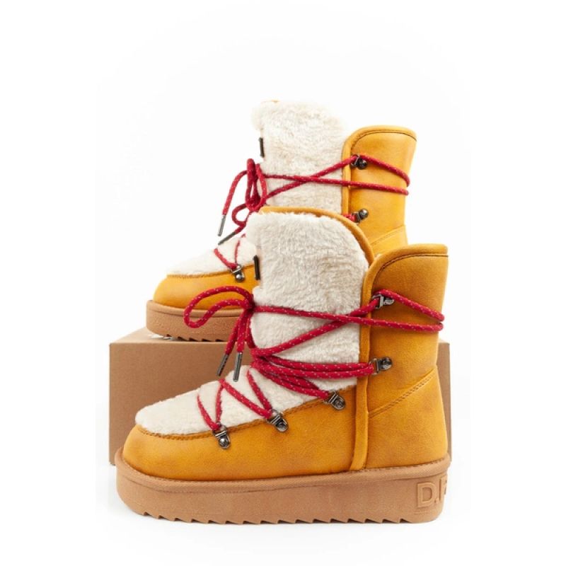 D.Franklin women's winter snow boots, fashionable fur lining, mustard color D.Franklin
