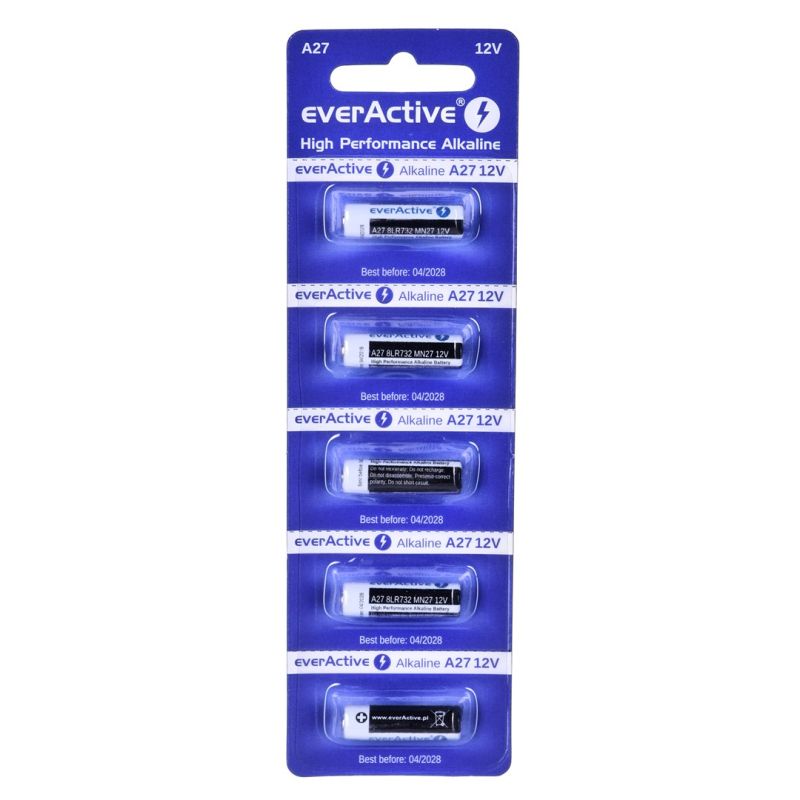 EVERACTIVE ALKALINE BATTERIES 27A 12V, BLISTER 5 PCS 27A5BL Baterie, akumulatorki i ładowarki/Baterie Your Sports Performance