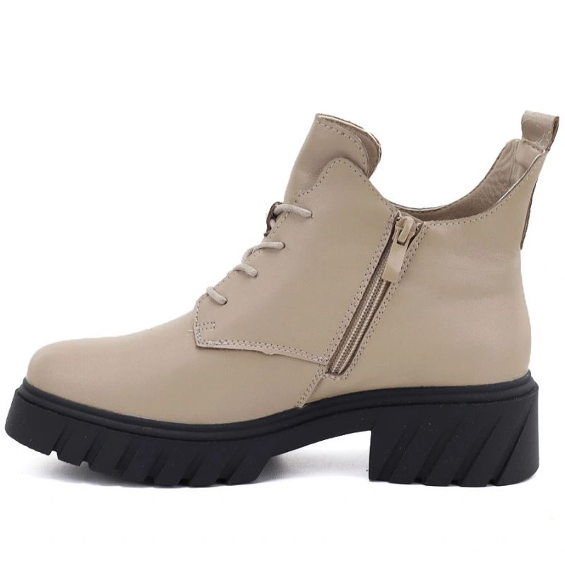 Women's beige leather ankle boots on the platform M.Daszyński SFY2502-11ac