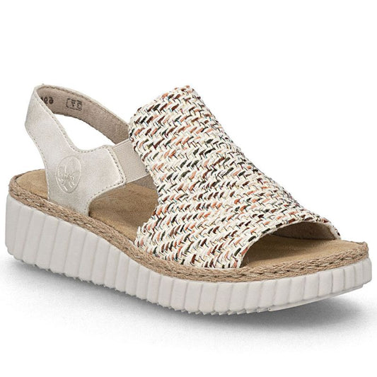 Women's beige woven platform sandals Rieker 69276-60 Rieker