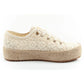 Lee Cooper women's lace sneakers beige platform