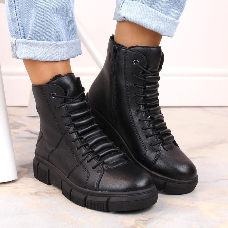 Comfortable, insulated platform boots Rieker W RKR493A, black Footwear/Outdoor/Rieker Your Sports Performance