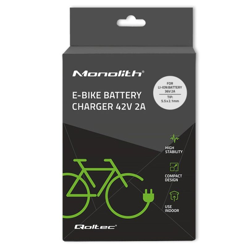 QOLTEC ELECTRIC BIKE BATTERY CHARGER 36V | 42V | 2A | 5.5*2.1 Zasilacze dedykowane/Zasilacze do pozostałych urządzeń Your Sports Performance