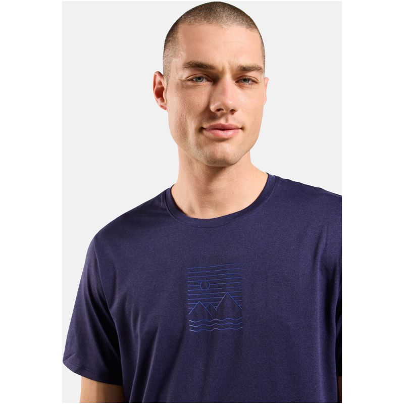 Men's Odlo ASCENT SUN. SEA. MOUNTAINS. Crew-Neck Short-Sleeve T-Shirt, Blue