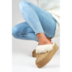 Women's slippers on a platform with fur, beige 81366-4-KH Footwear Your Sports Performance