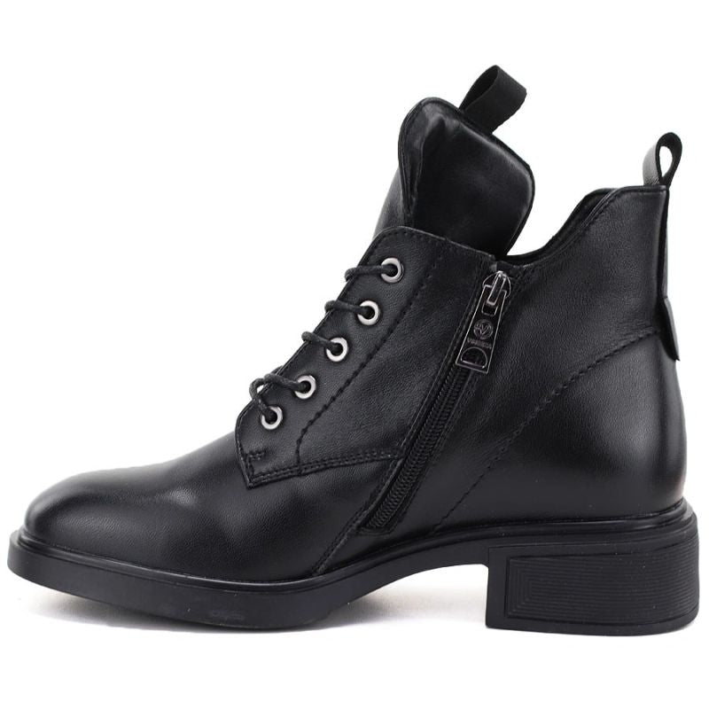 Black women’s leather heeled ankle boots Vinceza 133145