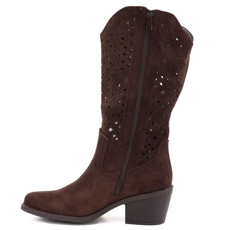 Women's openwork cowboy boots chocolate S.Barski HY62-8126