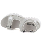 Women's leather sports sandals with Velcro, gray Artiker 56C1244 Artiker
