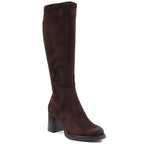 Women’s brown suede heeled boots Potocki SZ12849