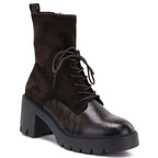 Women's Heeled Platform Ankle Boots in Chocolate Brown Vinceza 58665