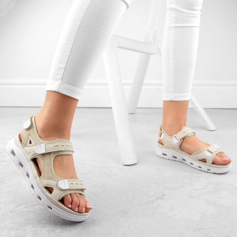 Comfortable Velcro sandals Rieker W RKR691 beige Footwear/Lifestyle/Rieker Your Sports Performance