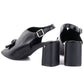Women's black Jezzi RMR25112-3 block heel sandals with bow Jezzi