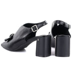 Women's black Jezzi RMR25112-3 block heel sandals with bow Jezzi