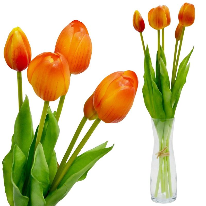 BOUQUET OF 5 ORANGE TULIPS 39 CM LIFE-LIKE SPRING DECORATION Home and Garden/Equipment Your Sports Performance