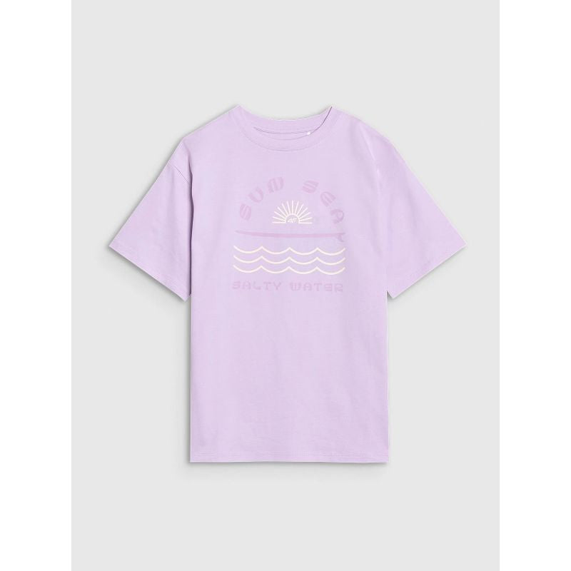 Oversized T-shirt with print for girls 4F 4FJWSS25TTSHF1870-52S *Kategoria tymczasowa Your Sports Performance