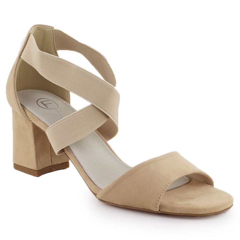 Women's slip-on sandals with a block heel, beige Filippo DS6920 Footwear Your Sports Performance