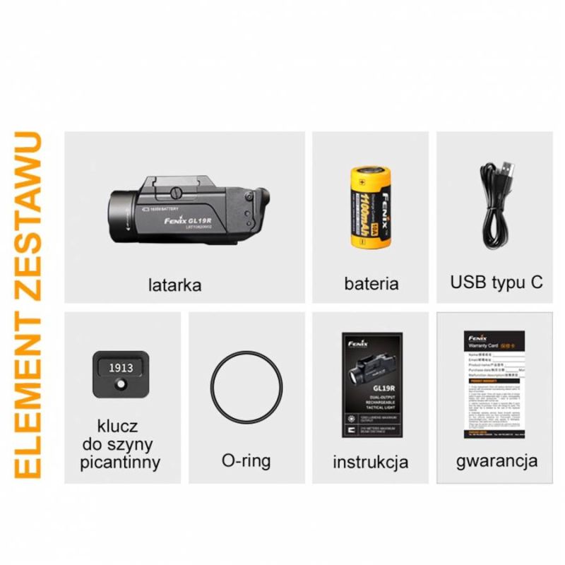 Fenix Tactical LED Pistol Flashlight 1200lm 210m USB-C - GL19R *Kategoria tymczasowa Your Sports Performance