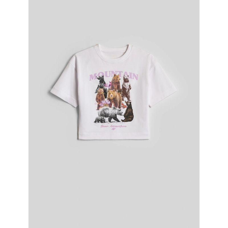 Girls' boxy T-shirt with print 4F 4FJKAW26TTSHF4426-10S