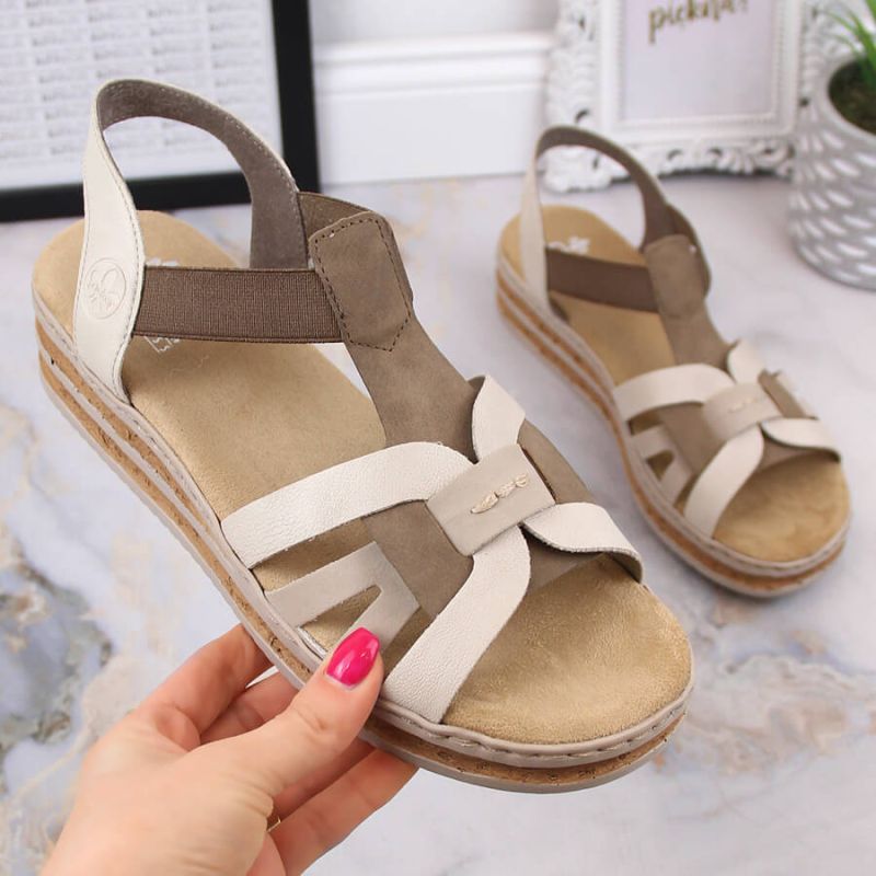 Rieker W RKR505A comfortable wedge sandals beige Footwear/Outdoor/Rieker Your Sports Performance