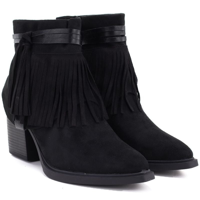 Women's cowboy boots with fringes, insulated, black M.Daszyński