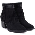 Women's cowboy boots with fringes, insulated, black M.Daszyński