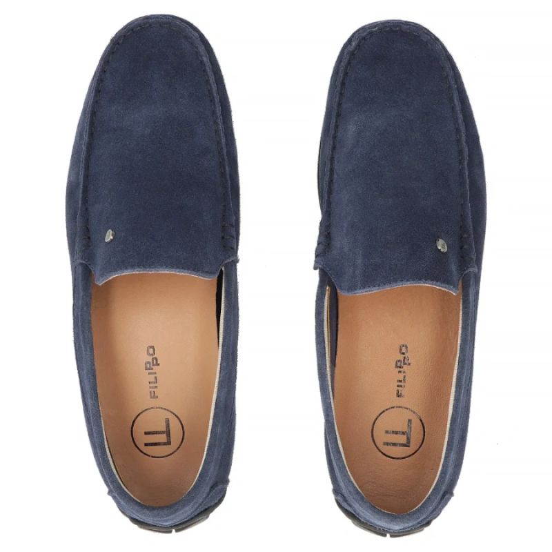 Men's leather moccasins, navy blue, Filippo MP923 Filippo
