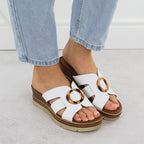 Women's leather wedge sandals white Remonte D2L52-80 Footwear Your Sports Performance