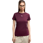 Puma Ess Centered Cat Logo Tee Women’s T-Shirt Burgundy 692916 24