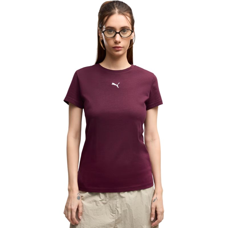 Puma Ess Centered Cat Logo Tee Women’s T-Shirt Burgundy 692916 24