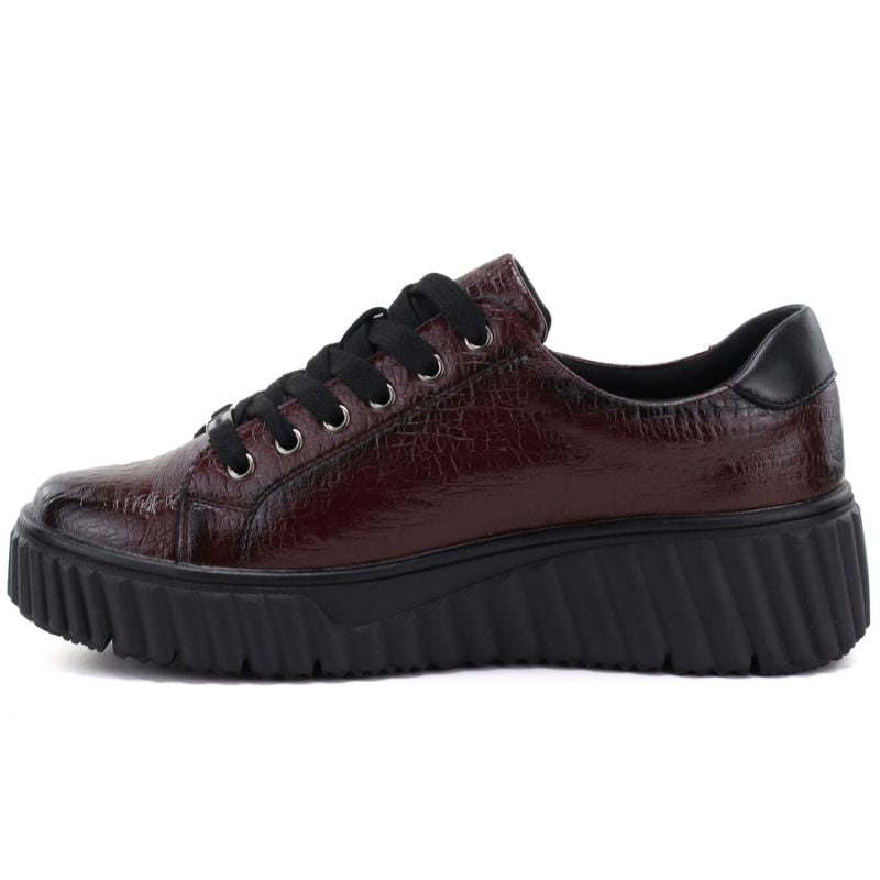 Women's patent leather platform shoes in burgundy Vinceza 133134