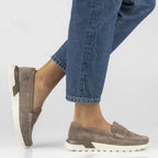 Women's beige leather platform loafers Filippo DP7528 Filippo