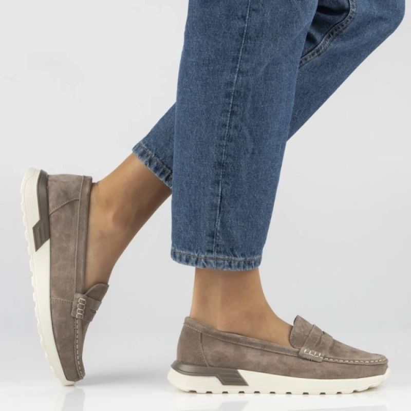 Women's beige leather platform loafers Filippo DP7528 Filippo