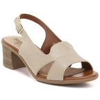 Beige Sergio Leone SK578-S women's leather block sandals LEONE